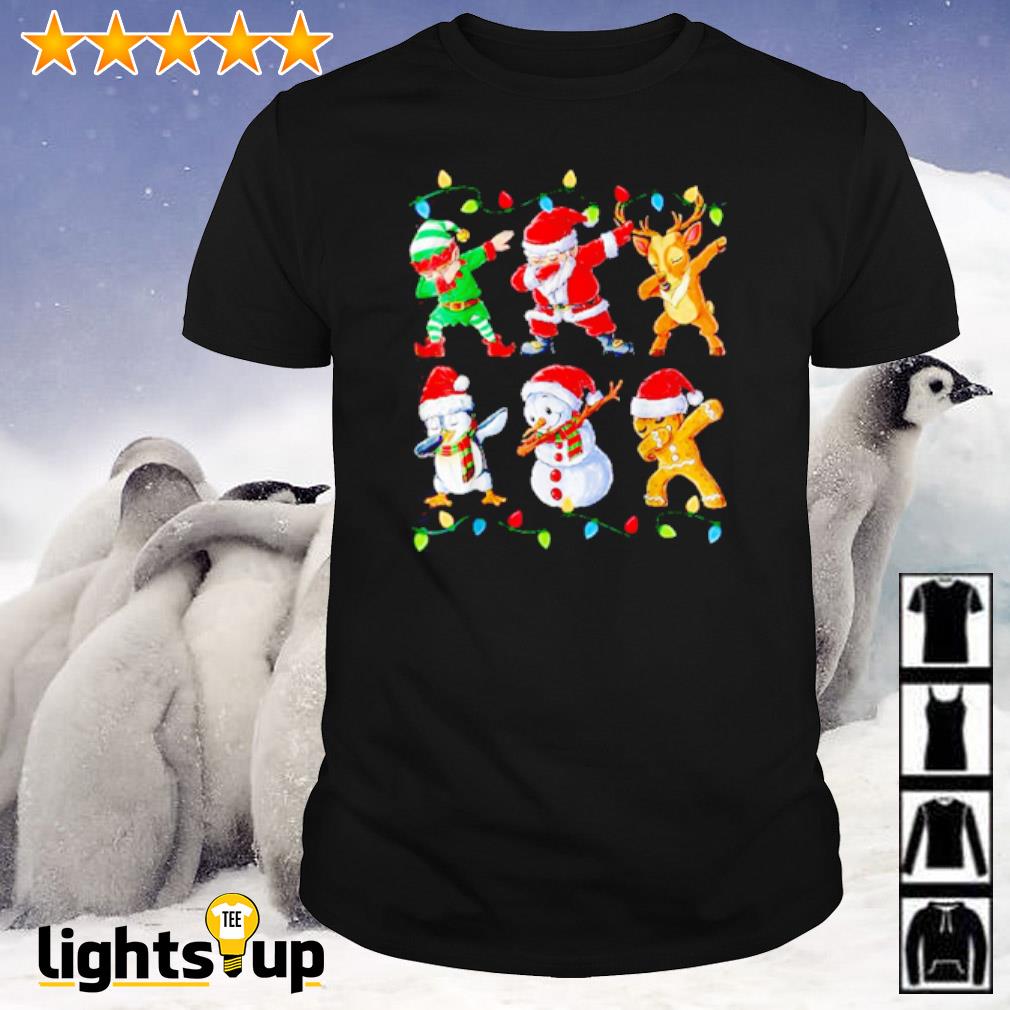 Elf Santa reindeer penguin snowman gingerbread dabbing Christmas shirt